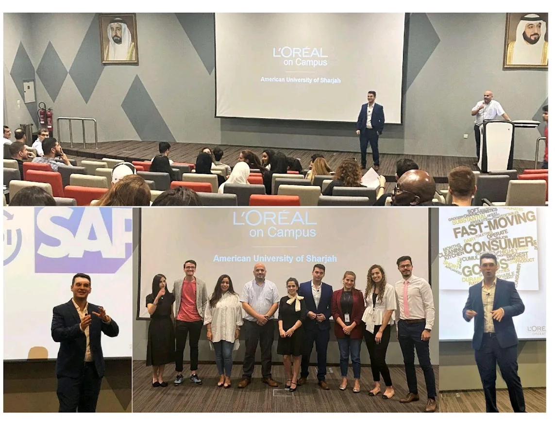 Khalid Samara presenting at a L'Oréal on Campus event